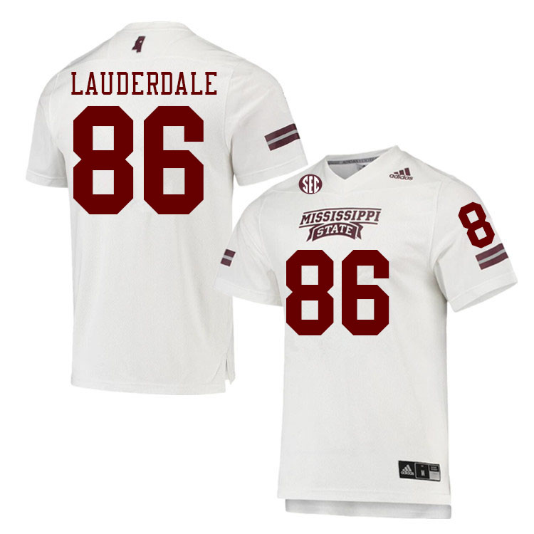 Men #86 Nick Lauderdale Mississippi State Bulldogs College Football Jerseys Stitched Sale-White
